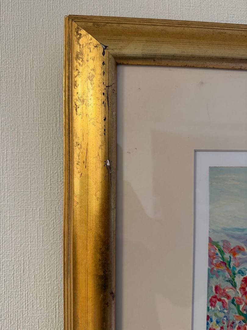 Leslie Sayour サイン入り 花の静物 版画 限定XLVII/C 額装