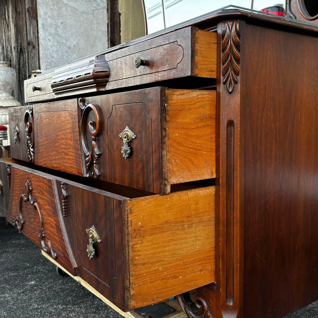 アンティーク　キャビネット　ドレッサー　ミラーバックサイドボード