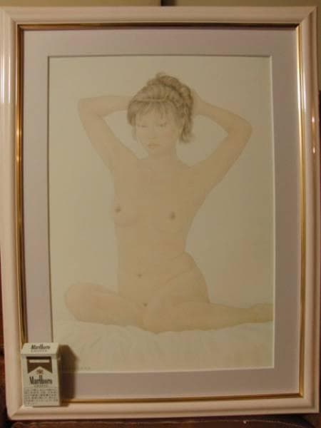 栗原喜衣子、裸婦・想、希少な額装用画集より、サイン入り、新品額装付