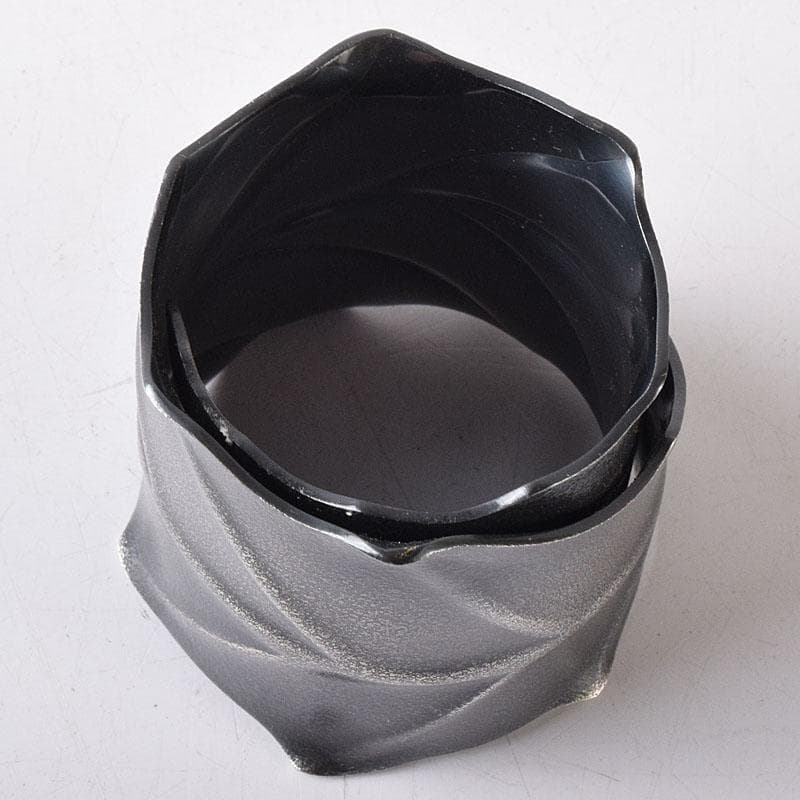 茶道具　風炉師　藤井宗喜作　唐銅　いぶし銀　一葉蓋置　共箱　C　R8189