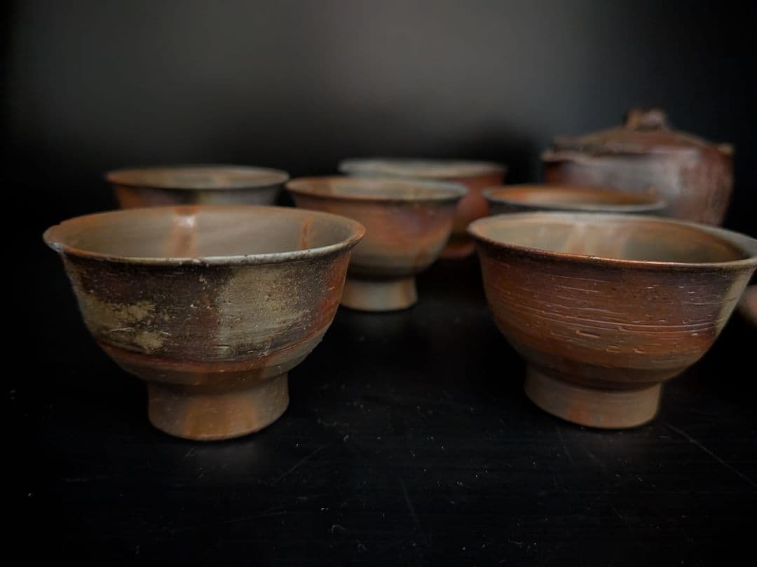 備前焼　煎茶セット　松園