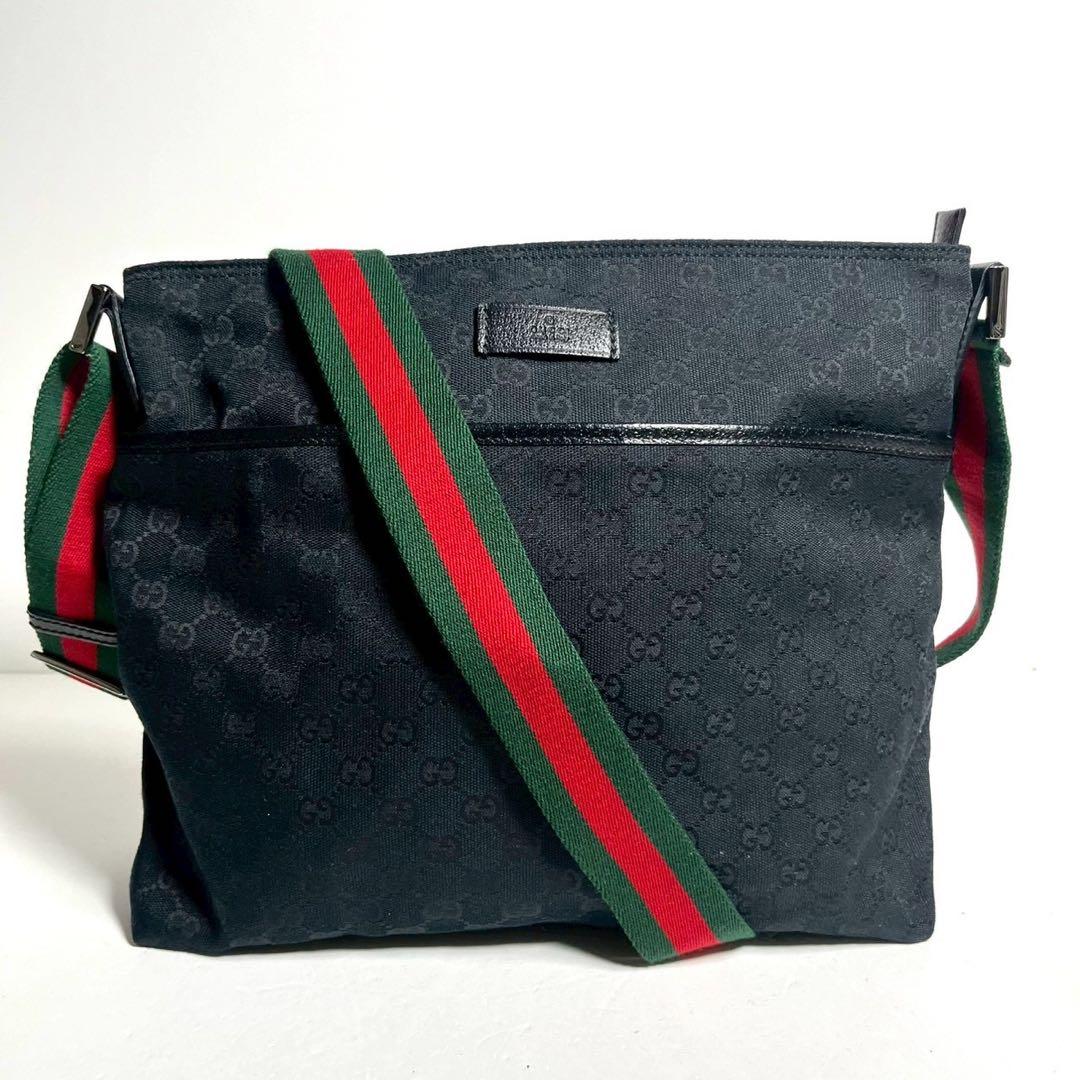 【未使用に近い✨】グッチ ショルダーバッグ GG シェリーライン ブラック 黒