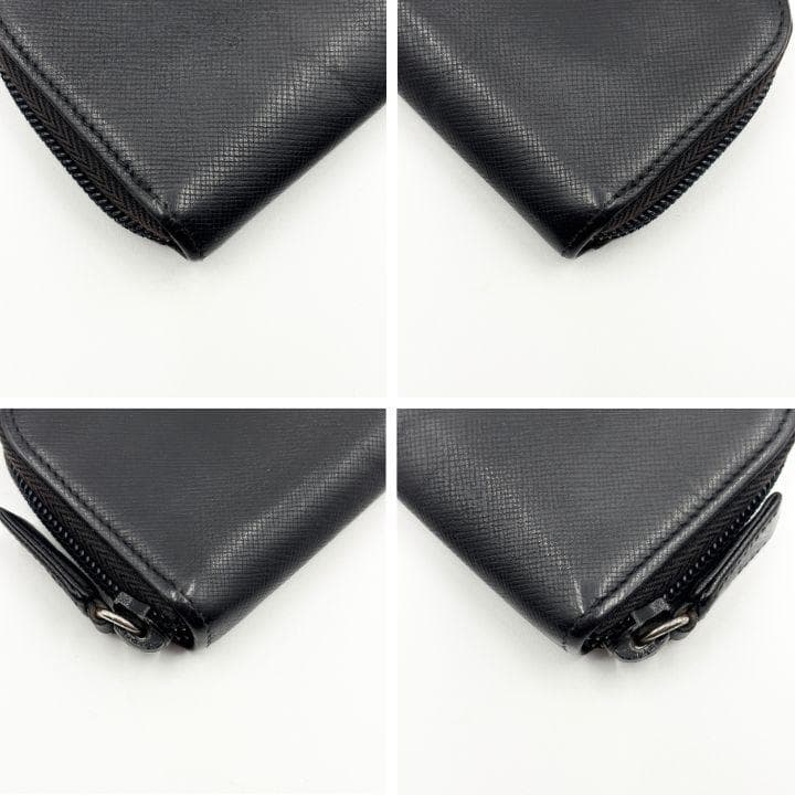 付属品完備✨️プラダ ラウンドファスナーケース 黒 三角ロゴ サフィアーノ