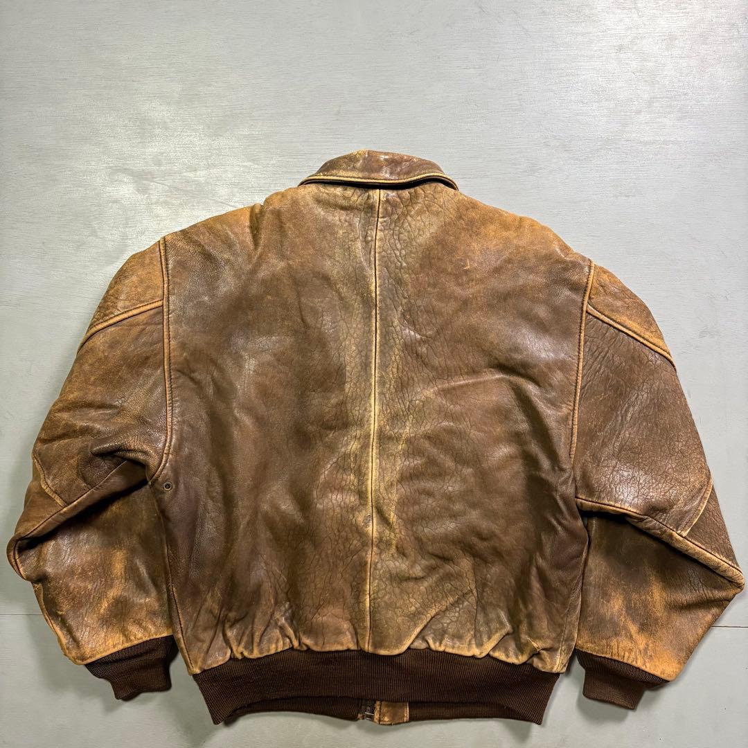 90's✨レザージャケット　A-2 羊革　ラムレザー　ショート丈　短丈　M