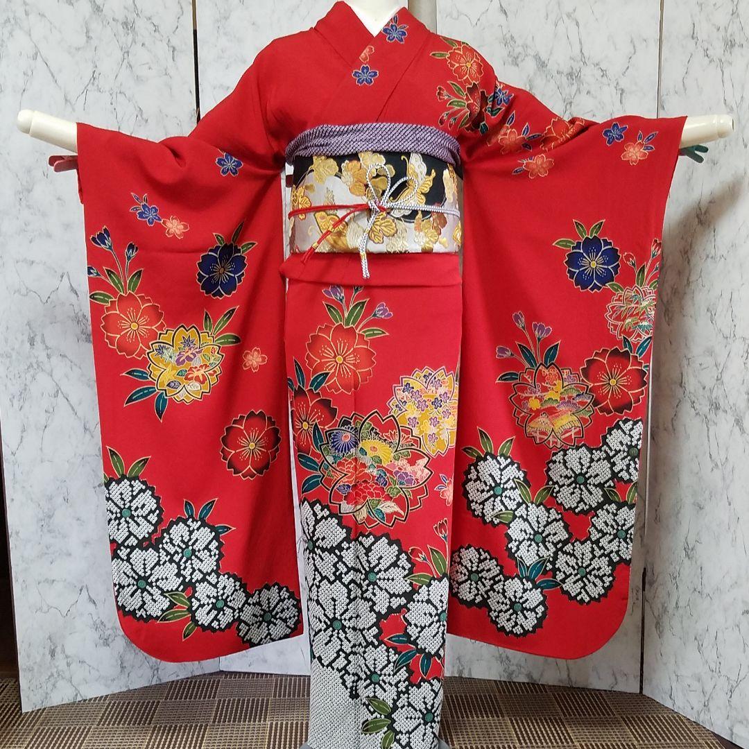 トマト正絹ちりめん絞り古典柄