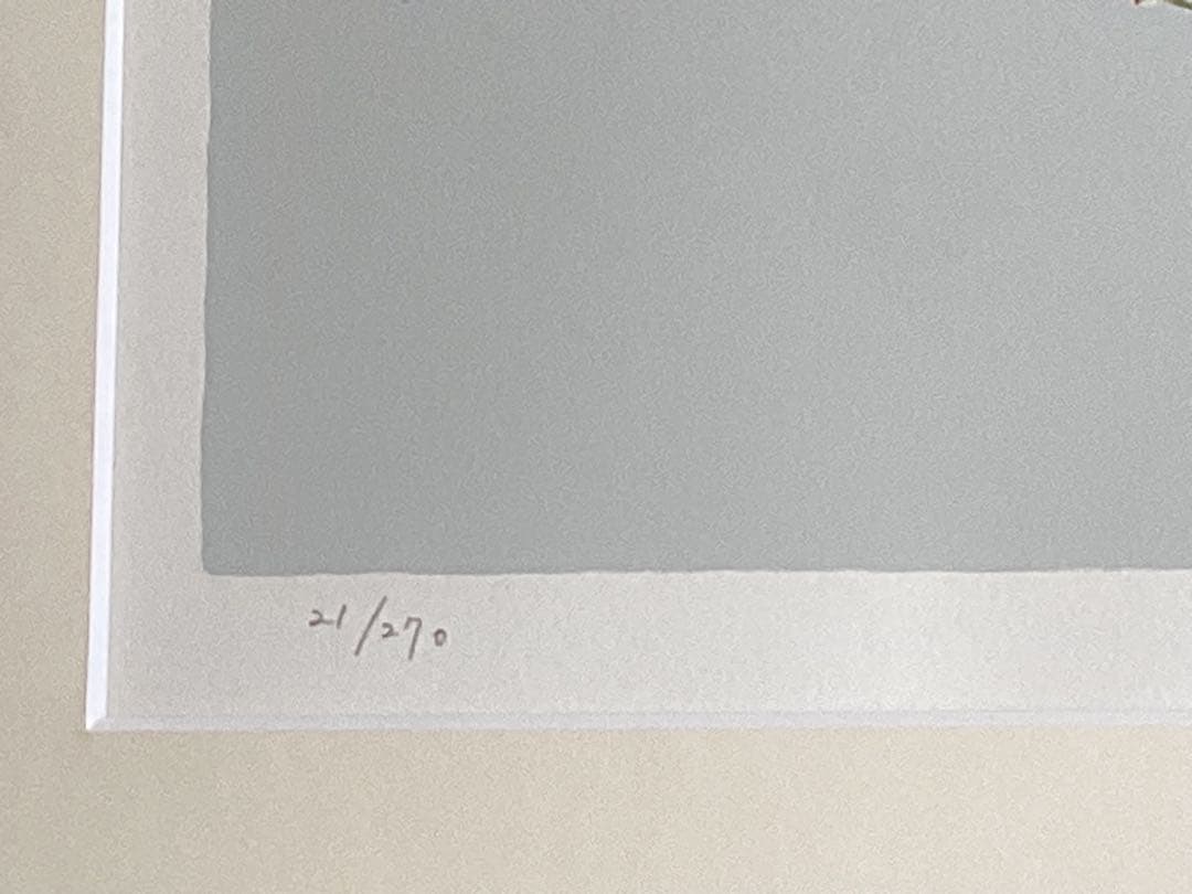 上村淳之　版画　「雪中小禽」直筆サイン・エディション　美品　日本画 金色フレーム