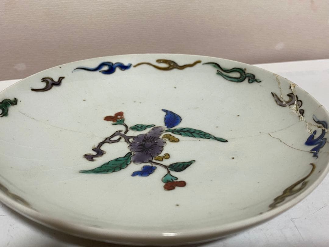 ♦江戸時代前期 古九谷 五彩九谷 小皿 珍物 珍品 古九谷様式 古美術品 骨董品