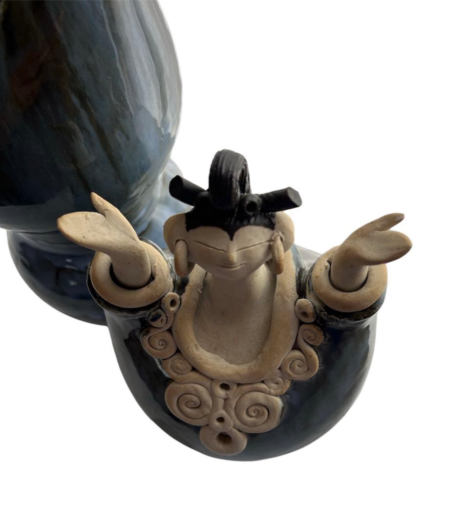 【美品】森元青芳 砥部焼　壺人形　青芳窯　念ずれば花ひらく