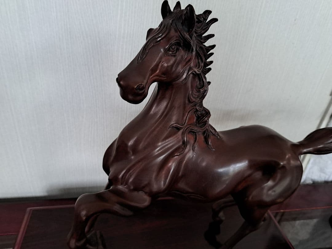 ブロンズ製馬の彫刻セット　高岡銅器