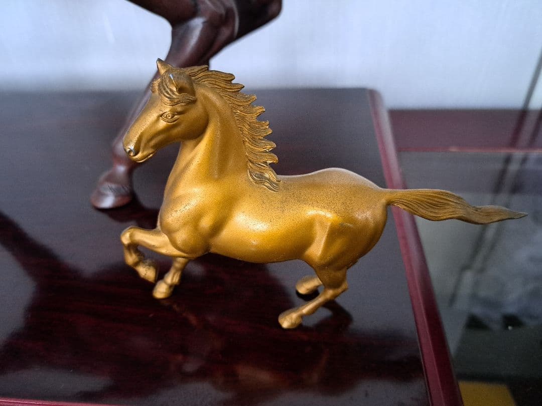 ブロンズ製馬の彫刻セット　高岡銅器