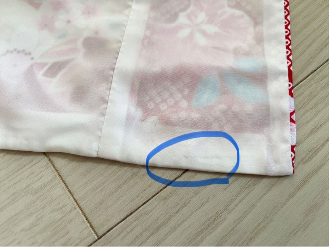 京都花ひめ 七五三 被布着物セット 赤色花柄 3歳華やか絞り風