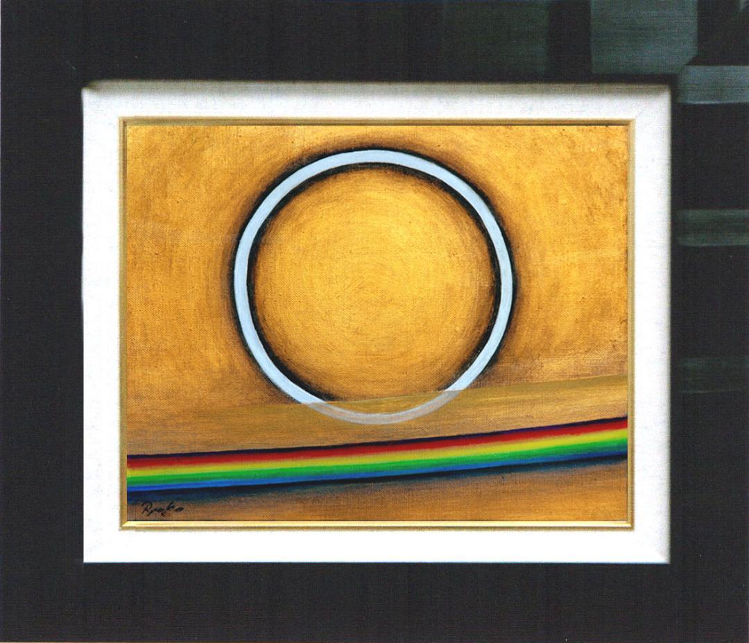 油絵 菅家令子 絵 絵画インテリア額付(白) F3-G142023 風景祈り希望