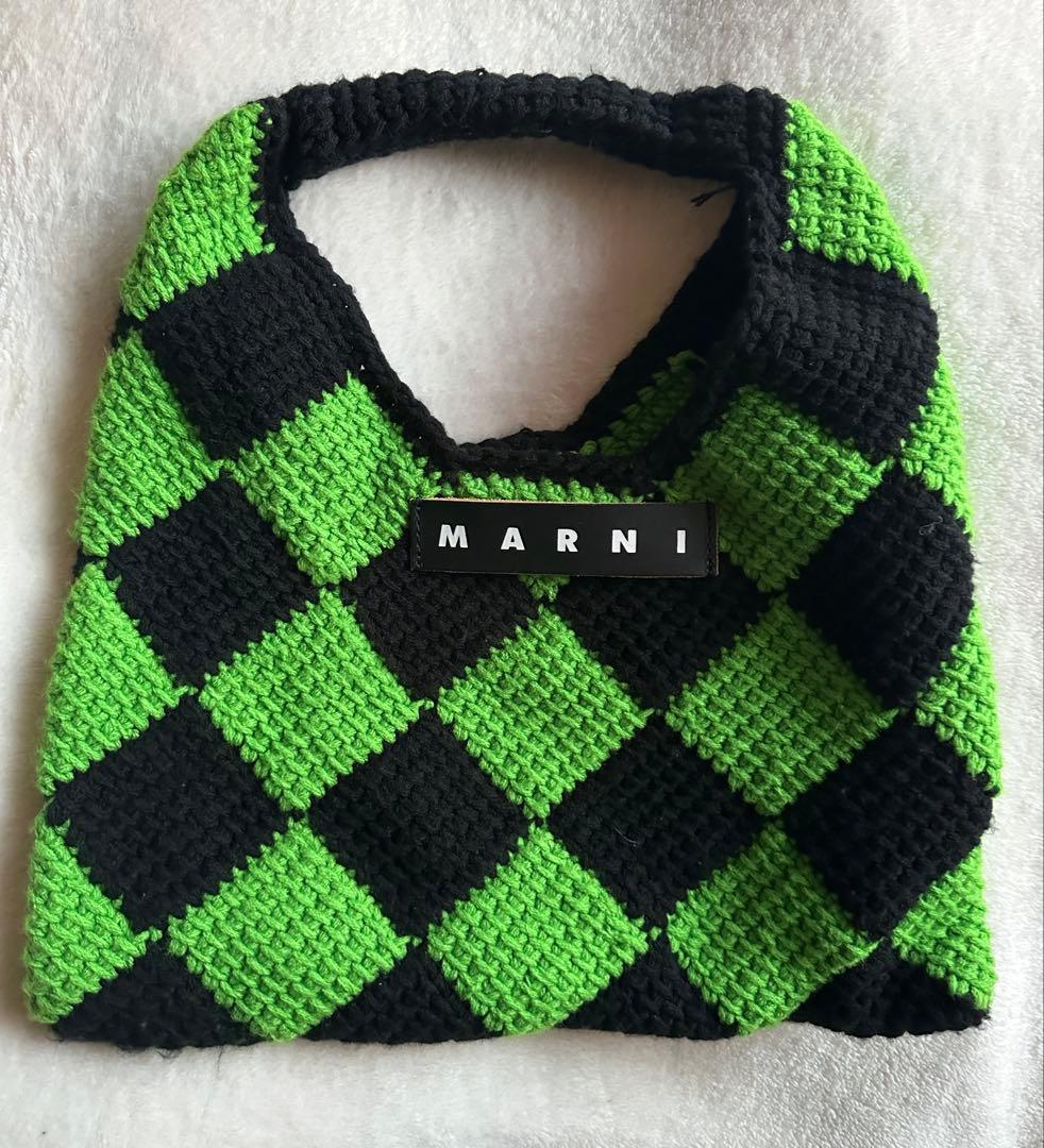 MARNI チェック柄トートバッグ グリーン/ブラック