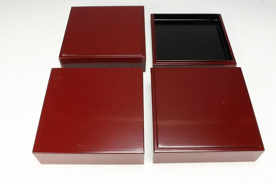 漆器 瓢窓 三段重 手提げ器 二段蓋物 弁当 一対 月見 正月(K-XA770)