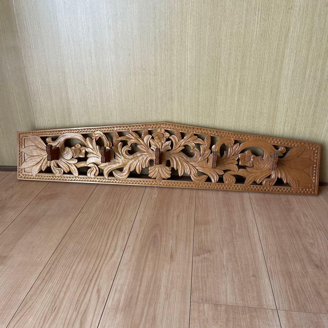 アジアン風 木製彫刻 壁掛け装飾