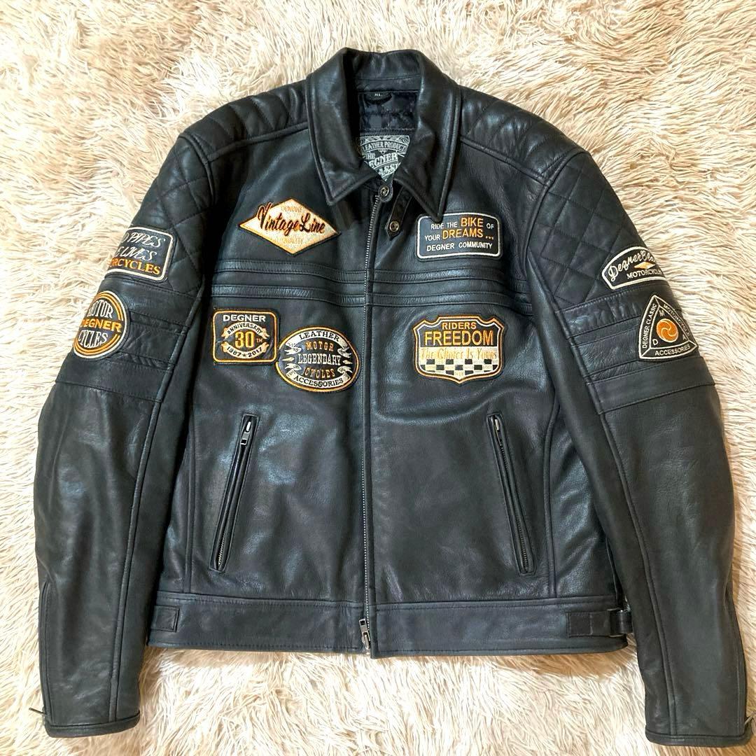 【美品】DEGNER カウレザー ライダースジャケット XL ブラック