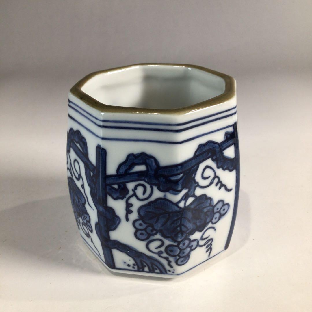 Ｐ２９１　皆具　『平安　鈴木康月造』『染付』『ぶどう棚皆具』　共箱　茶道具