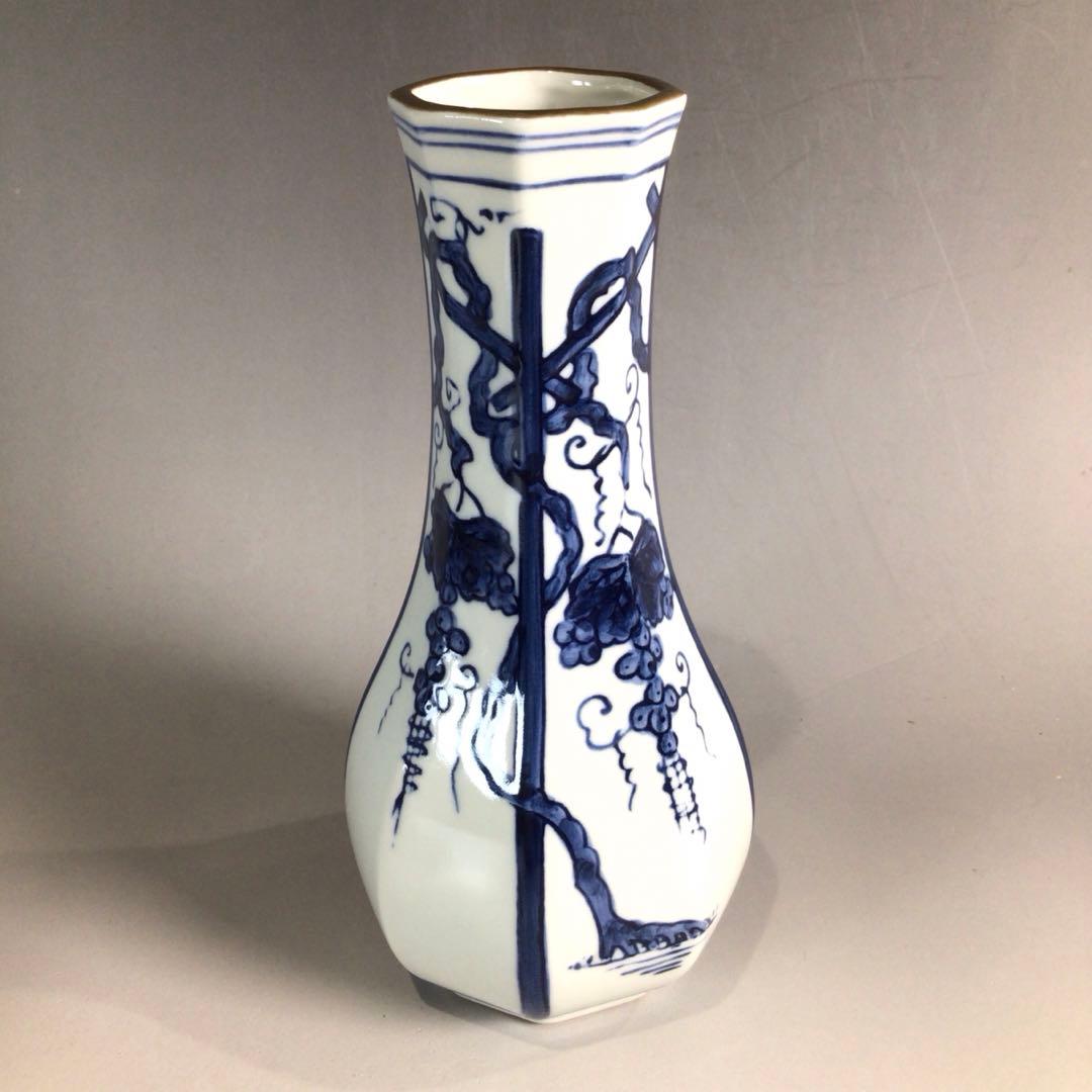 Ｐ２９１　皆具　『平安　鈴木康月造』『染付』『ぶどう棚皆具』　共箱　茶道具