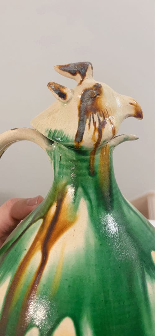 三彩鳳首執壺　陶芸　骨董品　古美術