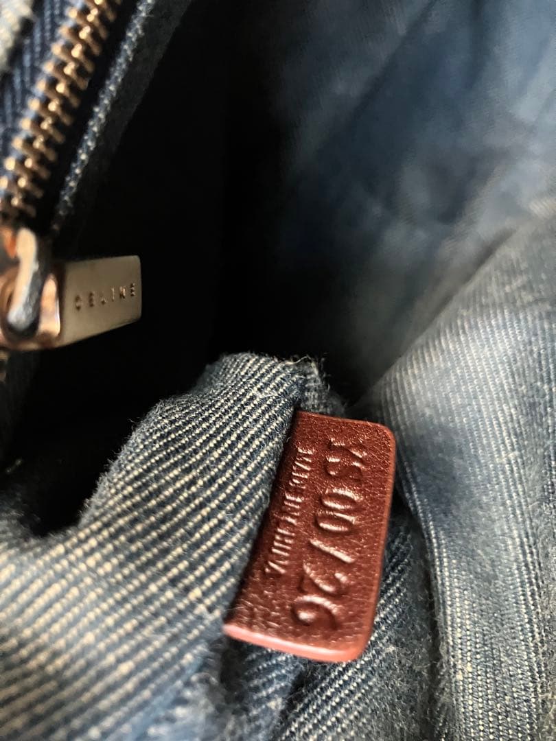 稀少 ヴィンテージ CELINEパリマカダムデニムハンドバッグ キャンバスレザー