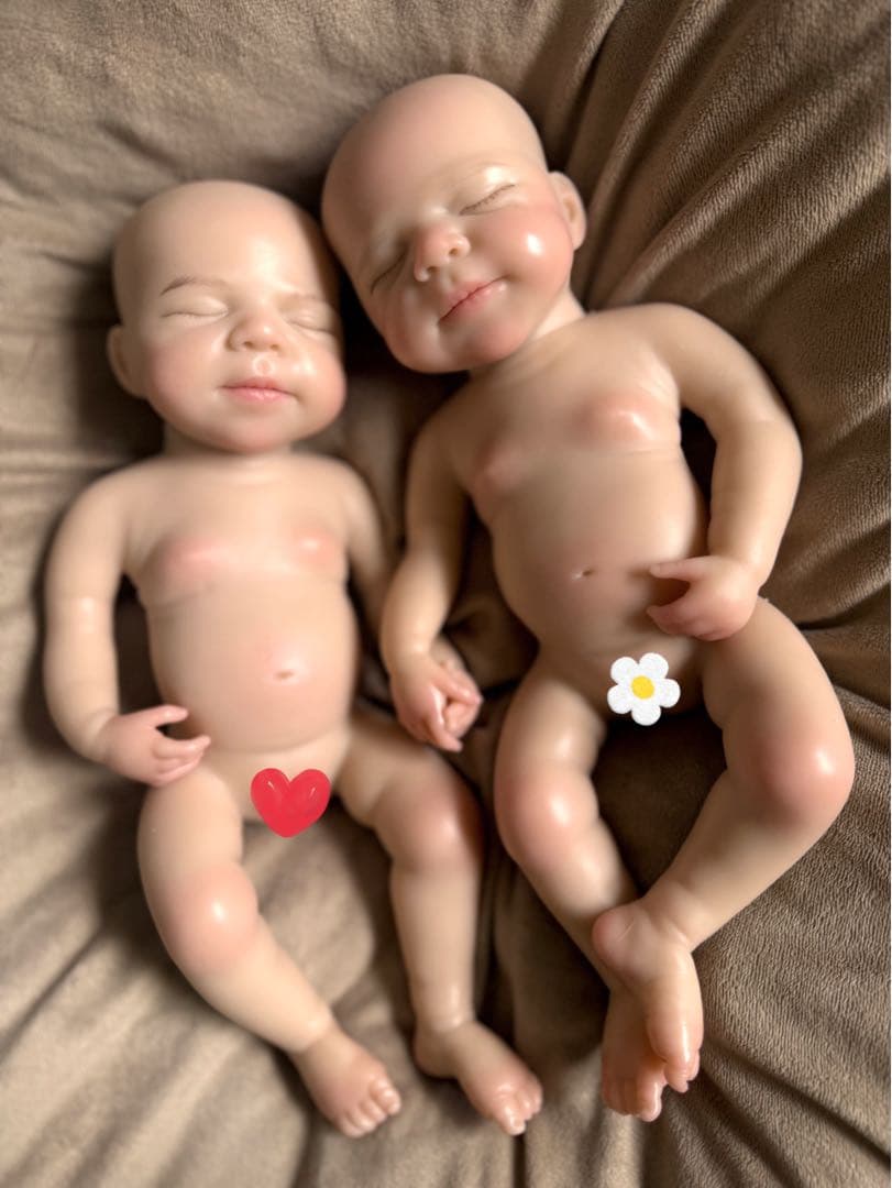 ★新品★リボーンドール フルシリコン 仲良し双子ベビーちゃん♥女の子33cm