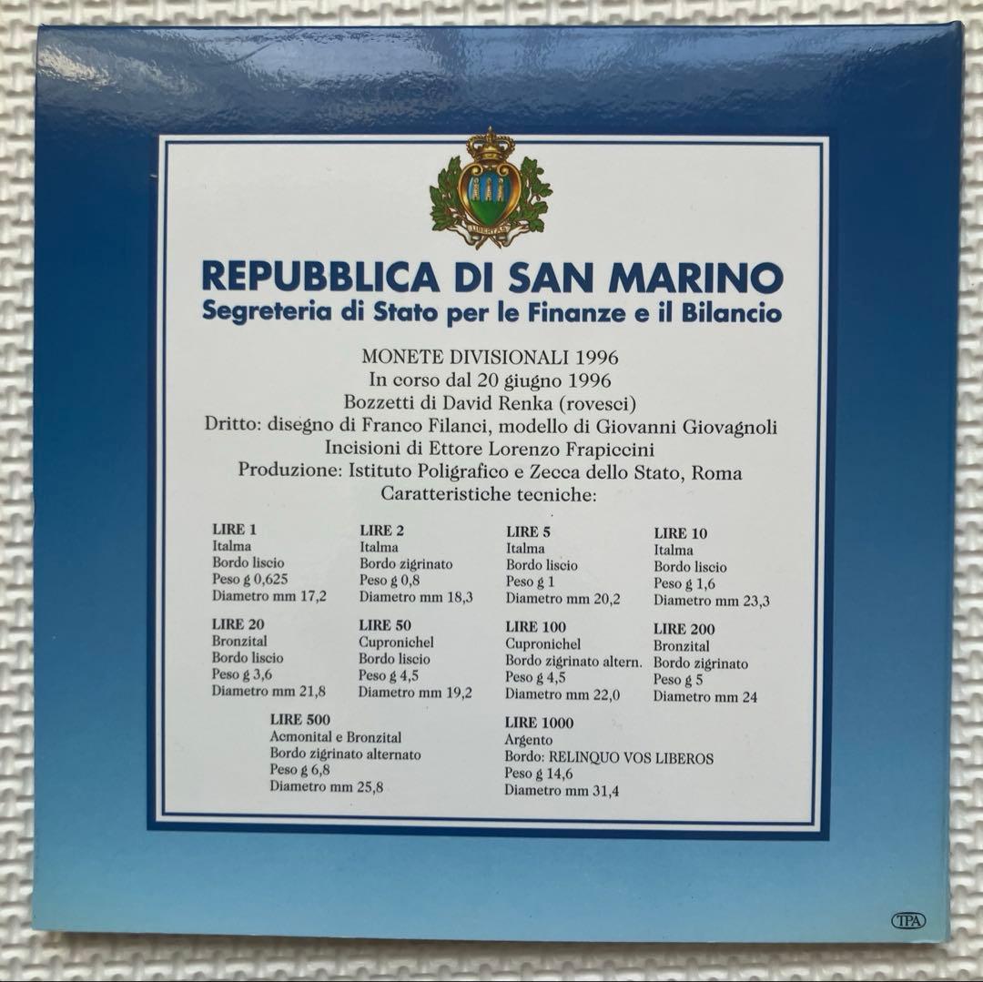 1000リラ銀貨（14.6g）含むセット　サンマリノ共和国