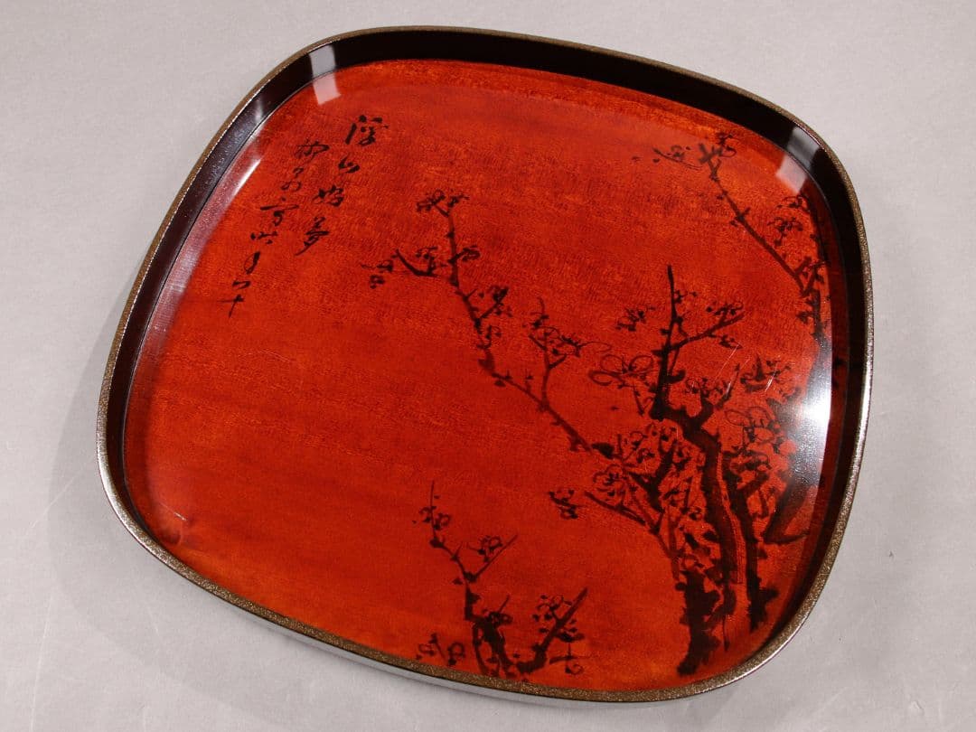 CG100 能登國輪島 布着本堅地 図替会席膳 五客 足付 木製漆器 雨宮桂月