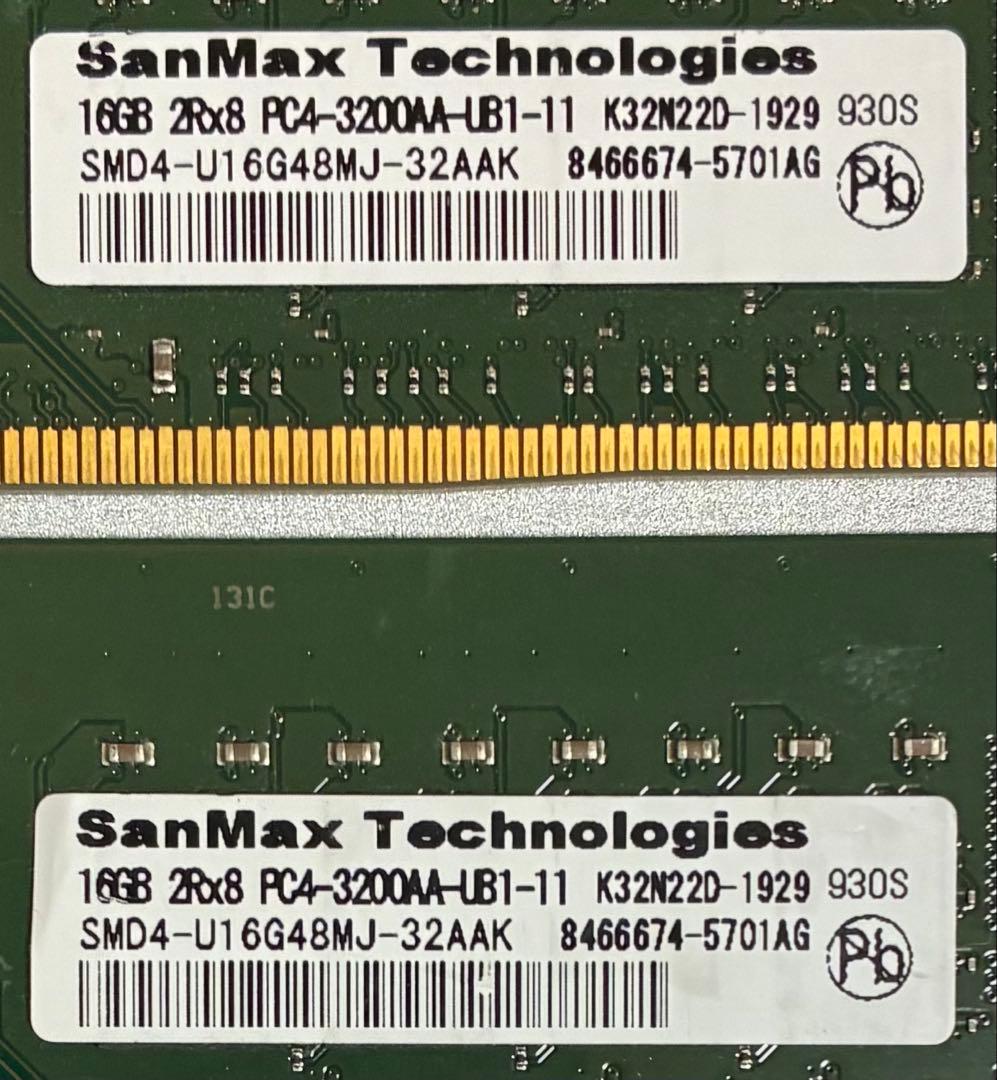 【中古】DDR4-3200 32GB(16GB×2枚) SanMax