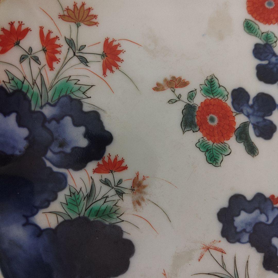 有田焼　柿右衛門　菊花染付絵皿　木箱付