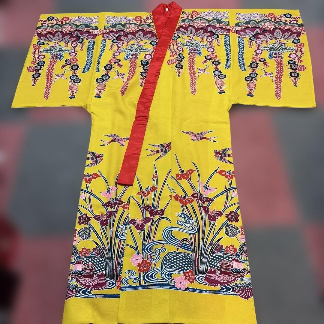 琉球紅型　山吹色　打ち掛け