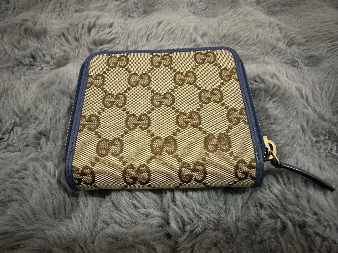 GUCCIGGエンブレム ミニウォレットブルー