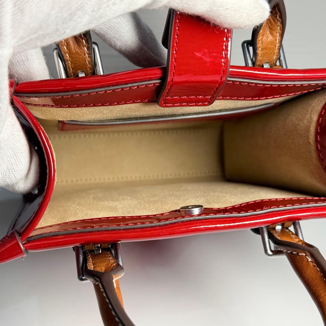 極美品 トリーバーチ レザー ミニトート バッグ 2way レッド系