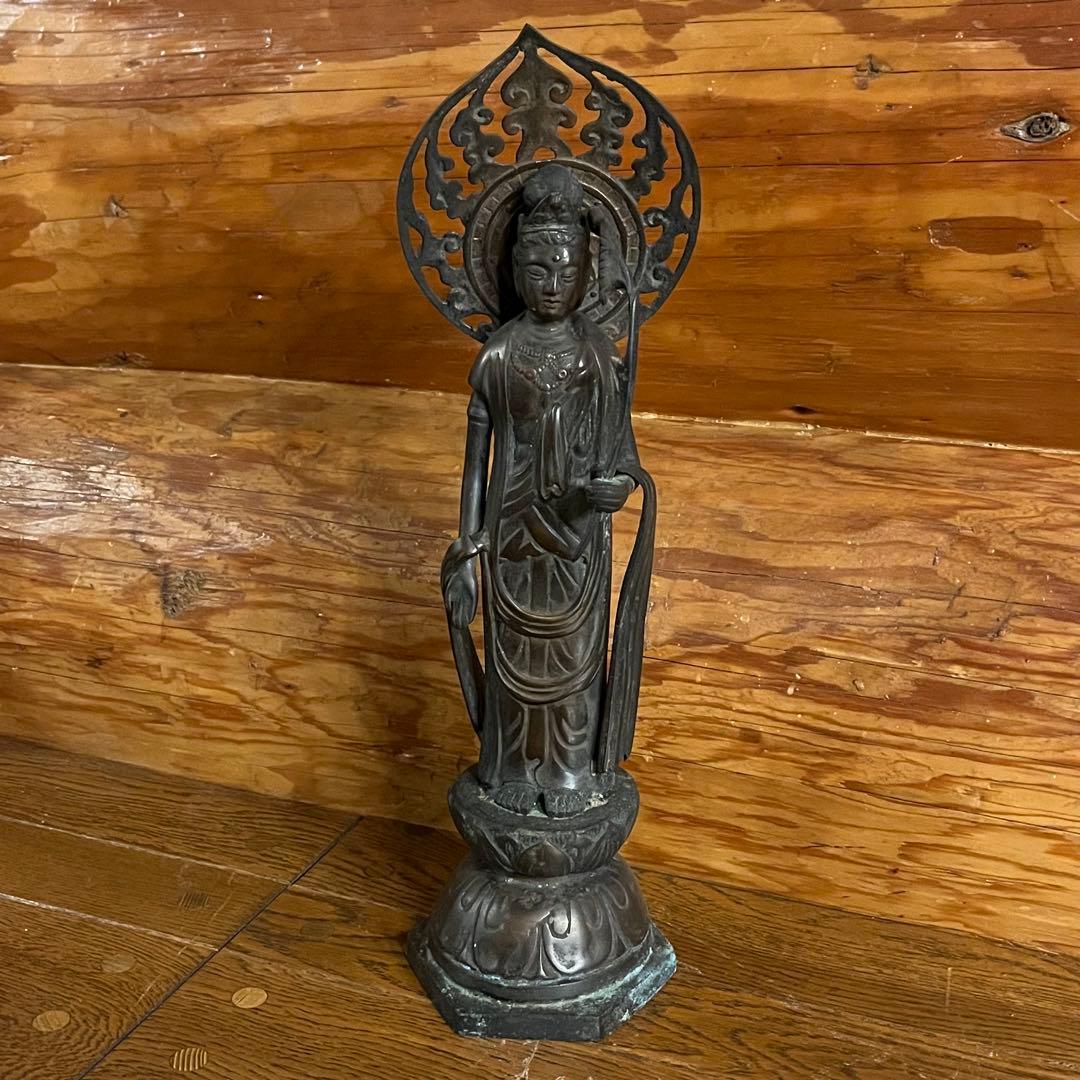 ★正月限定★希少【聖観音菩薩立像】鋳物師 常雲造仏像 39cm 御利益 観音様