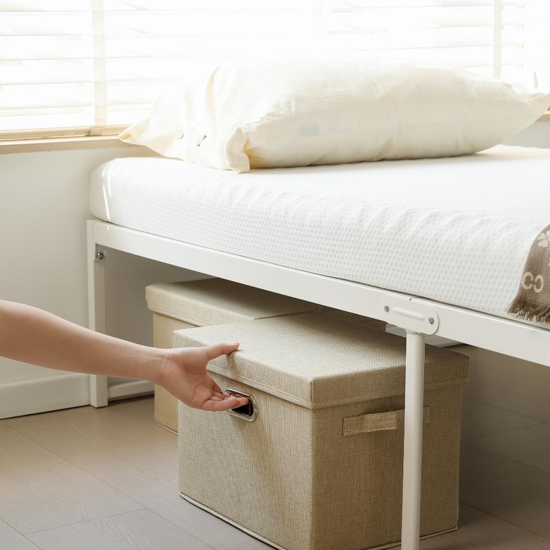 赤字価格！【シングル】ベッドフレーム 木製×スチール パイプベッド　WHITE