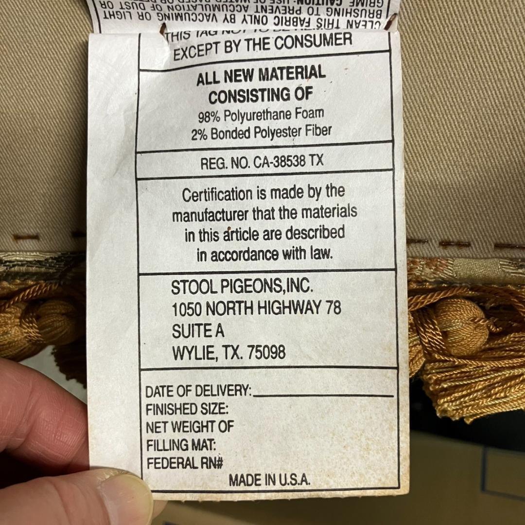 アメリカ製 クラシカル家具 肘付きスツール フリンジ付き 花柄生地 高級家具