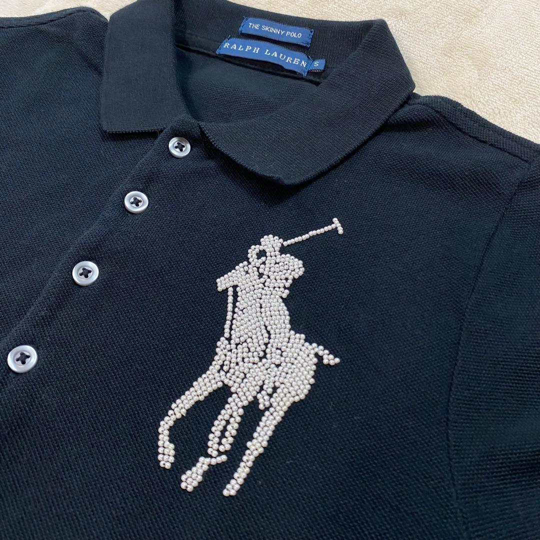 新品 ラルフローレン ポロシャツ ビッグポニー ビーズ刺繍 S ブラック