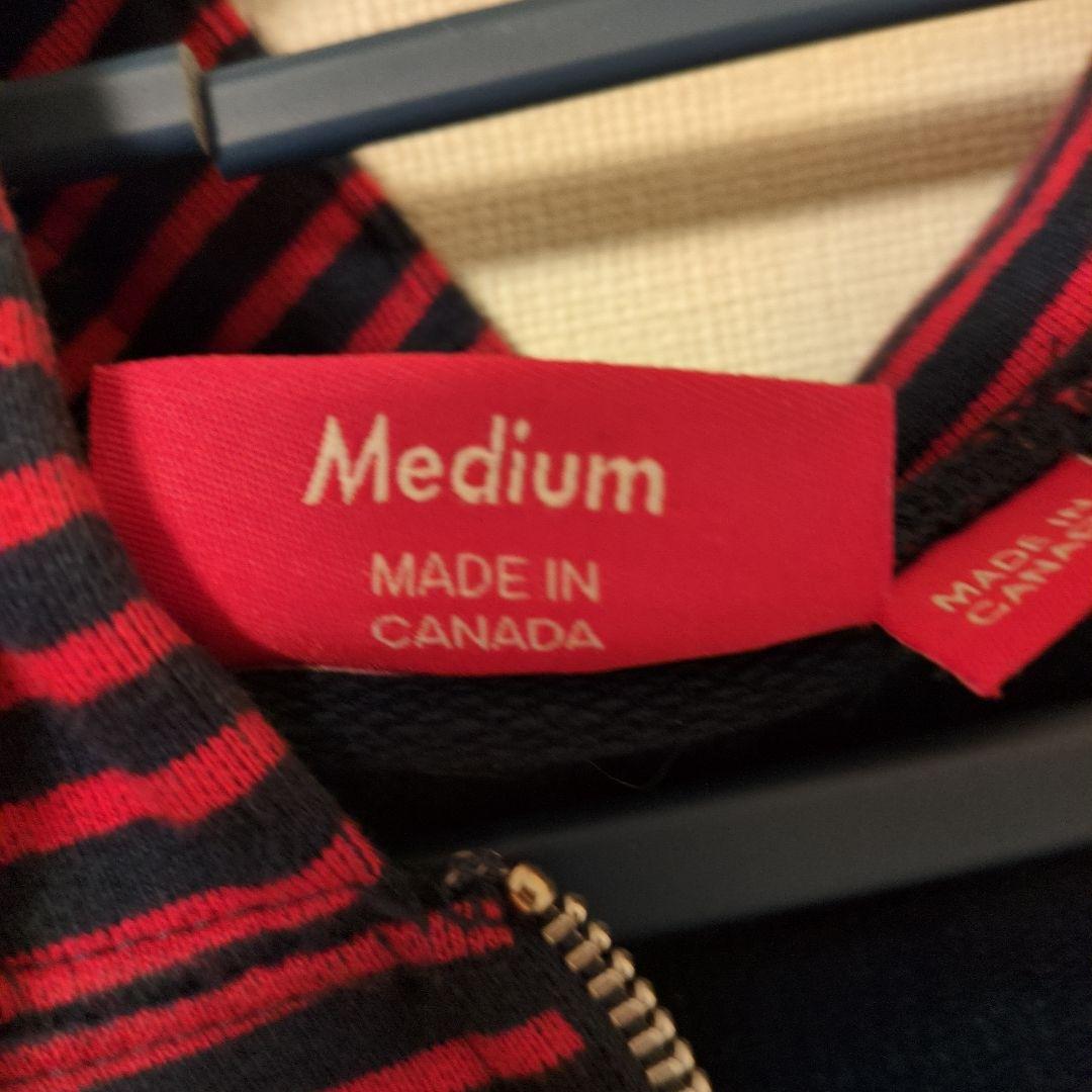 supreme 赤黒ストライプ フルジップパーカー