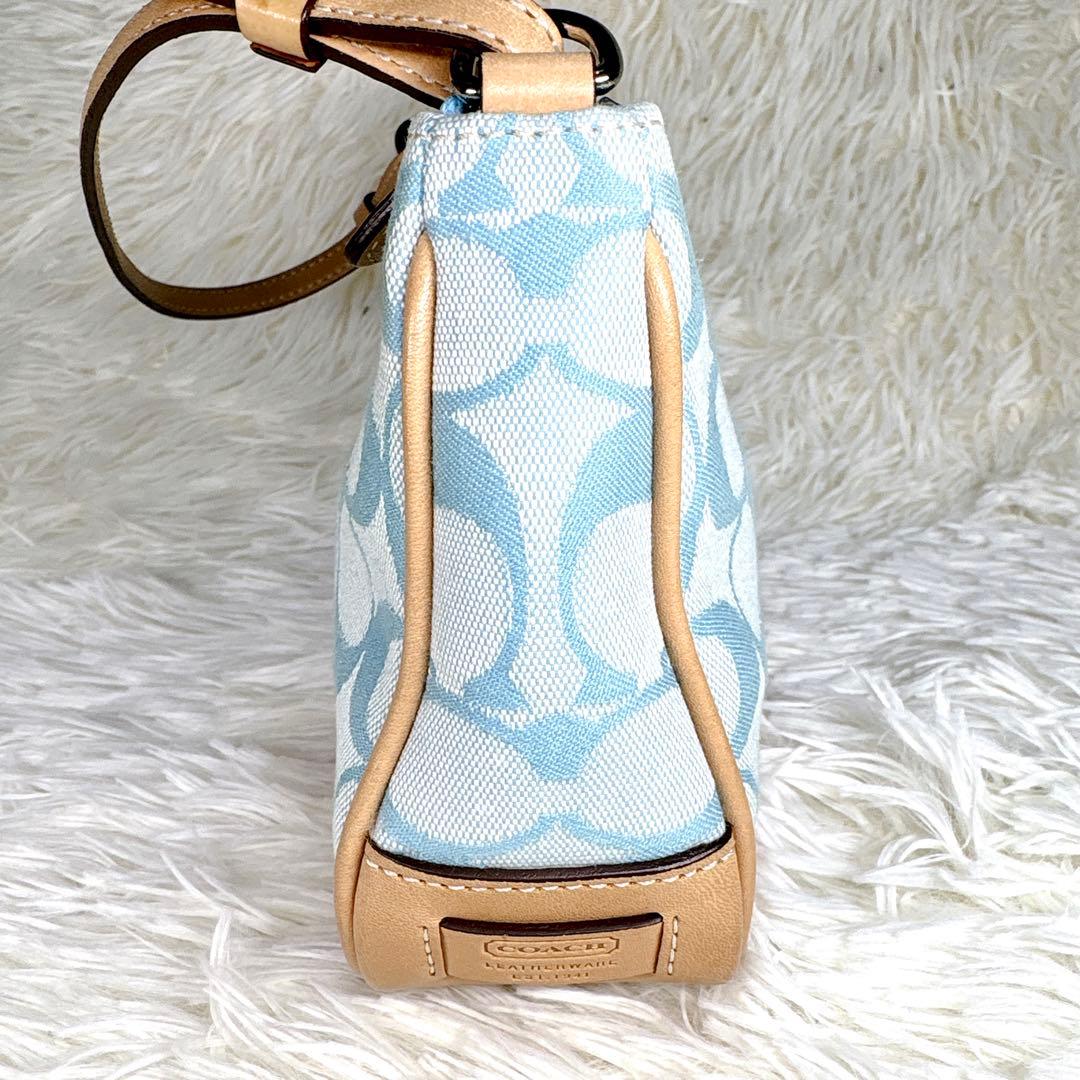 美品✨希少カラー COACH アクセサリーポーチ シグニチャー 水色 y2k