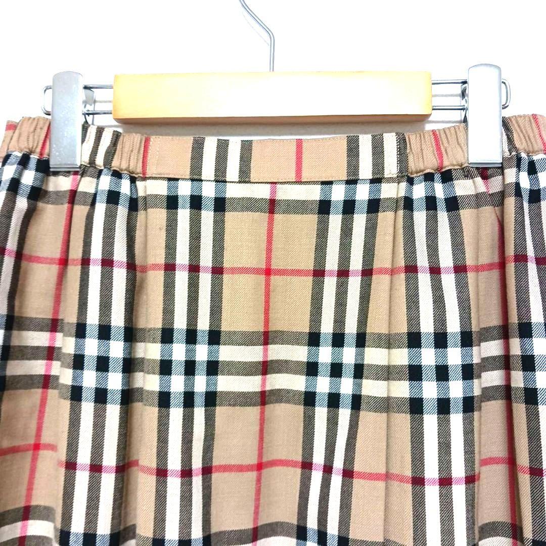 バーバリー ノバチェック スカート ベージュ ひざ下丈 プリーツ13BR難あり