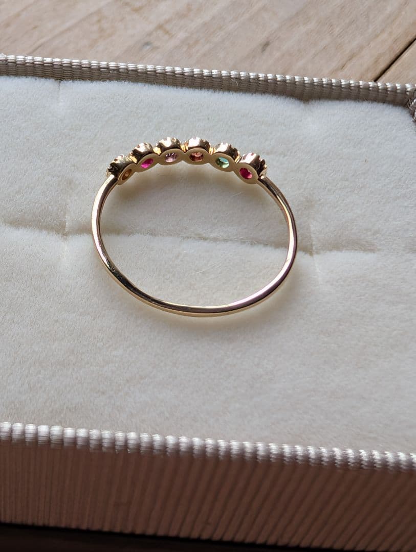 【美品】15号 BLOOM k10 イエローゴールド マルチカラー リング