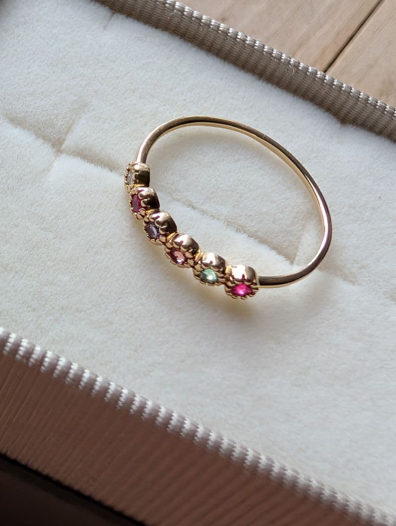 【美品】15号 BLOOM k10 イエローゴールド マルチカラー リング