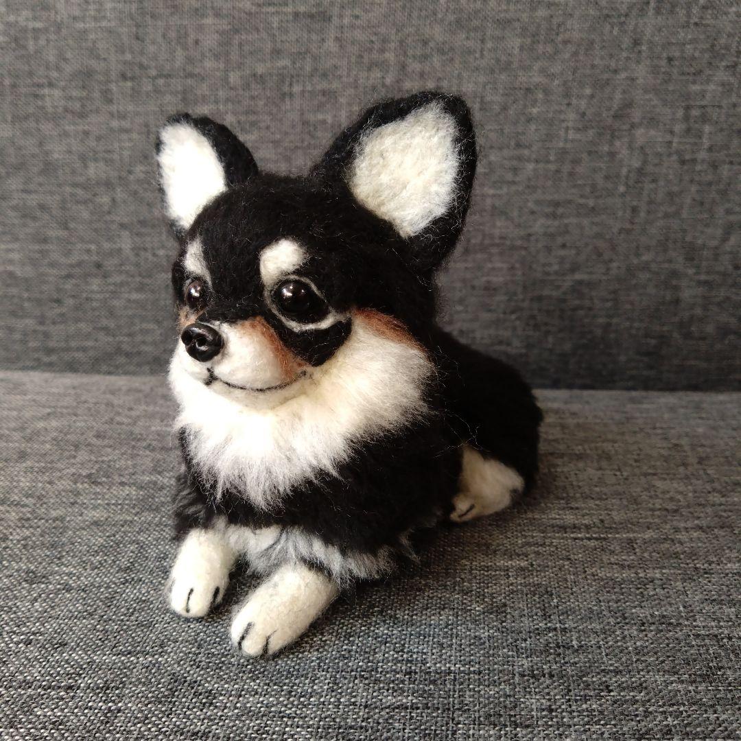 羊毛フェルト チワワ　犬　ハンドメイド　ぬいぐるみ　置物