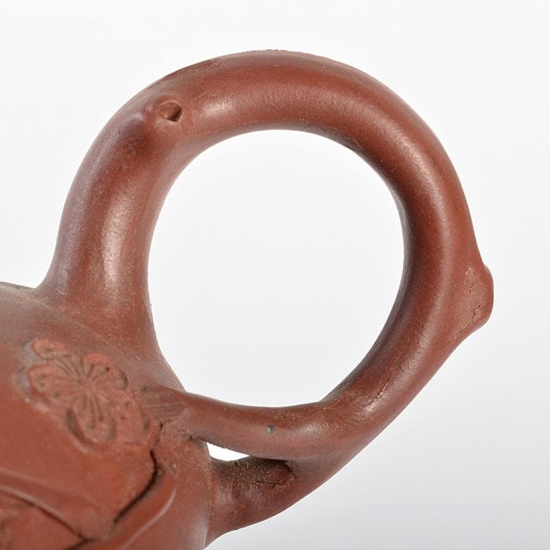 中国　紫砂　朱泥　梅文　急須　茶壷　在銘　V　R5756