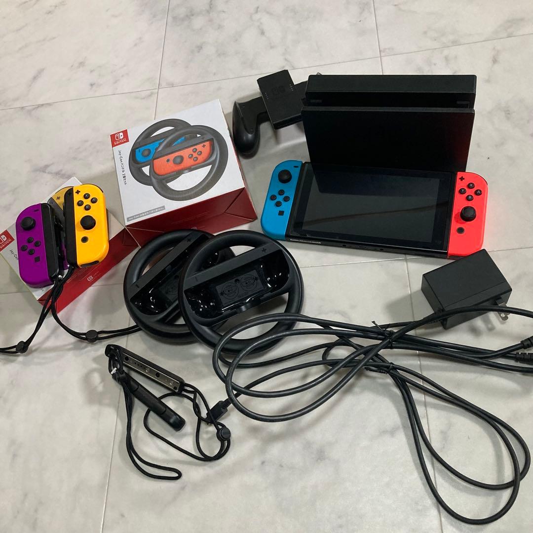 任天堂スイッチ 本体 ジョイコン4個 ジョイコンハンドル2個