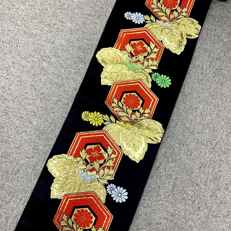 504ag87□七五三 セミアンティーク 七歳 女児 着物&袋帯 鶴□状態良好