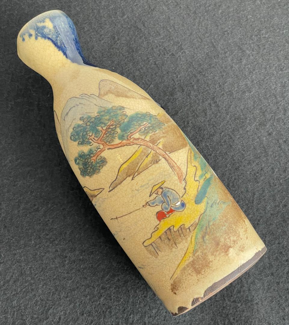 青木木米 京焼 徳利 酒器 花入 山水図 時代物 古陶磁 旧家蔵出 江戸期