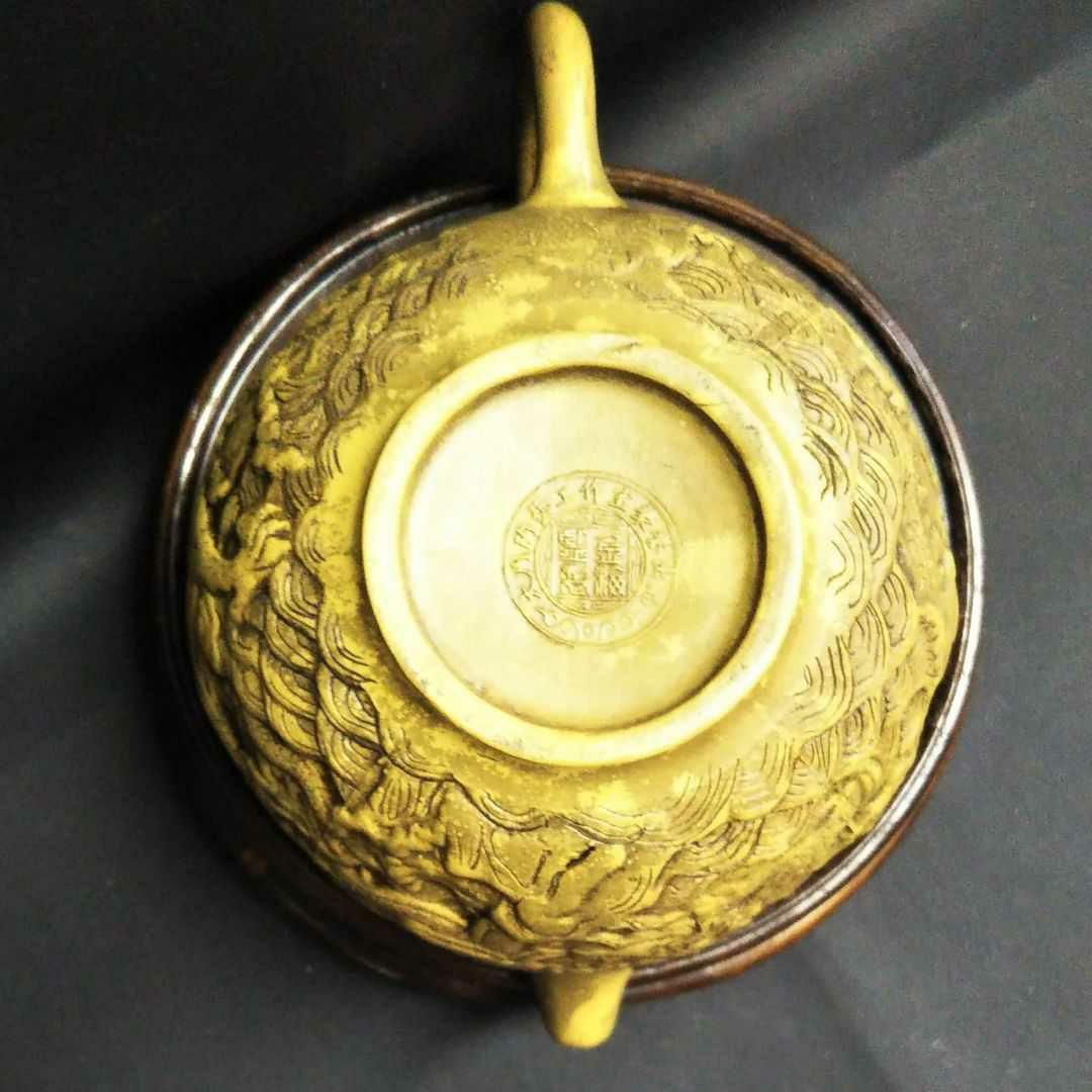 ※中国古美術/朱泥紫砂龍怒濤紋茶壺/大周陶藝工作室栄誉出品作品