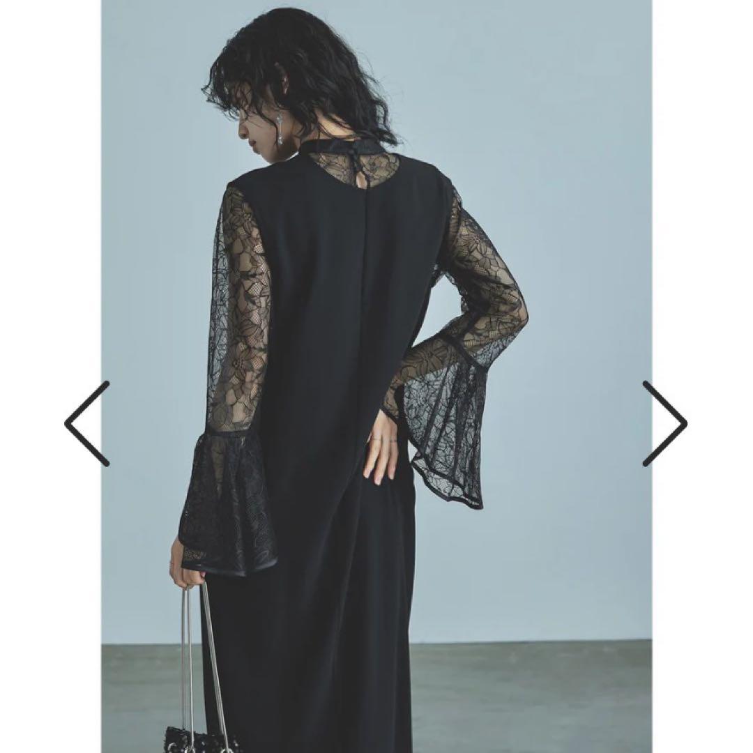 ニアナ ベルスリーブスリットドレス パーティードレス