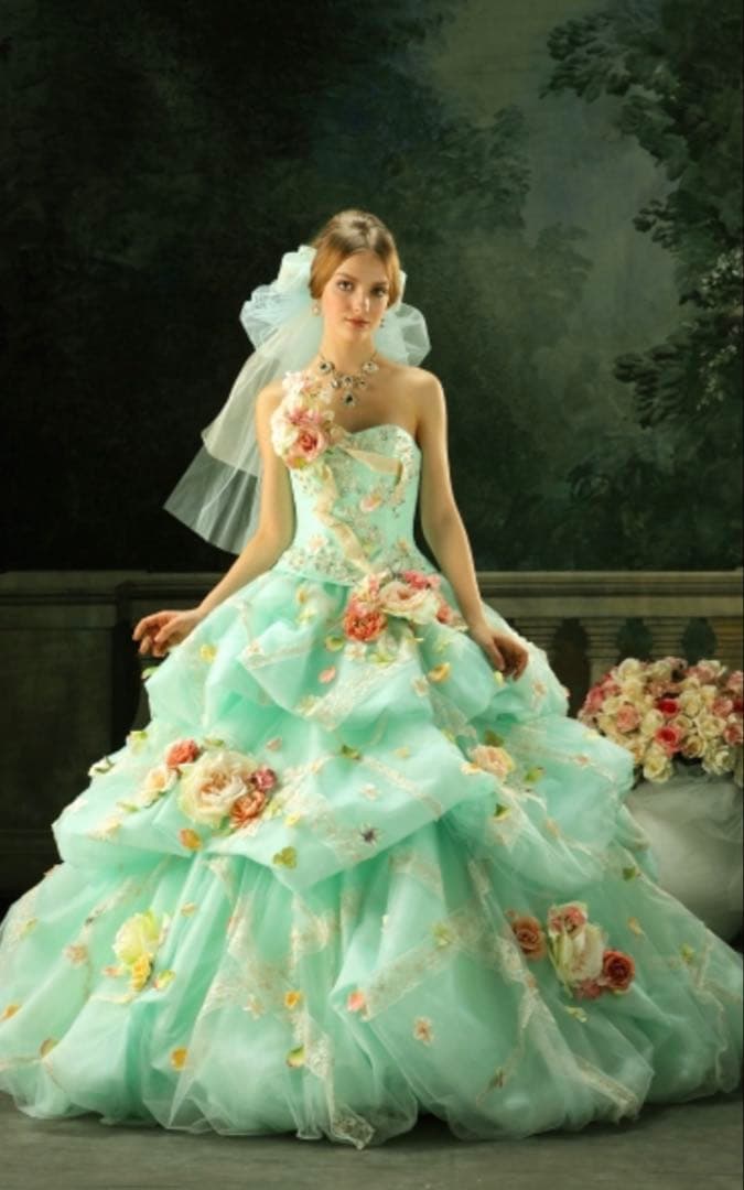 イエローフラワー装飾カラードレス 9-13T