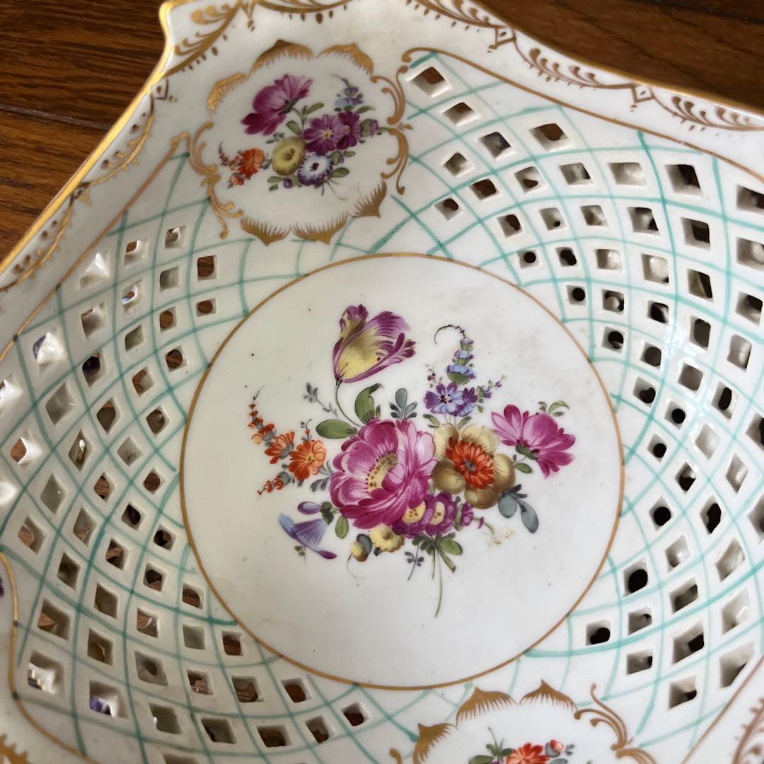 年末期間限定最終処分特価超レアドレスデン素敵菓子器　フルーツ盛りインテリア最上級